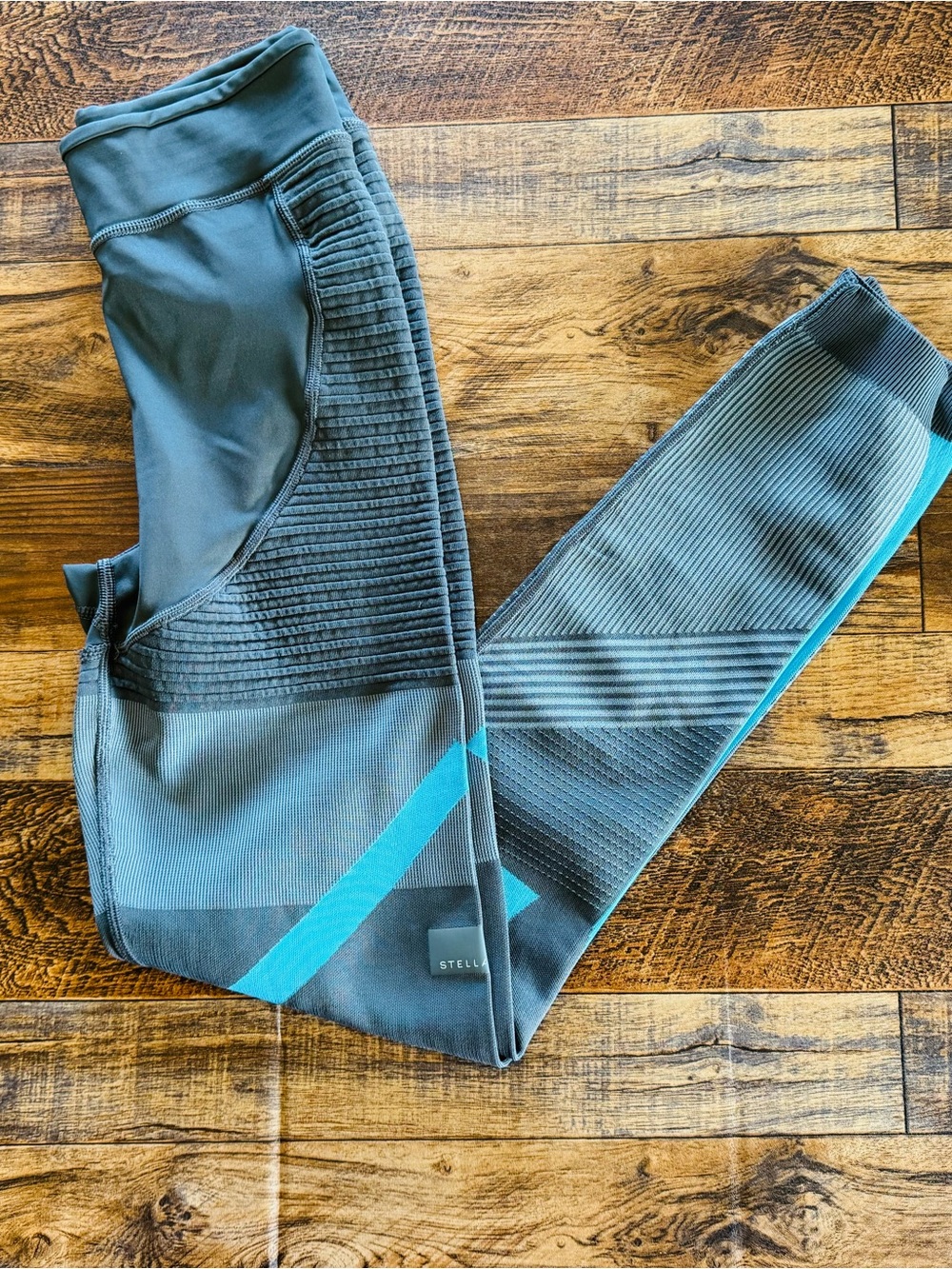 Adidas by Stella McCartney Primeknit Seamless Leggings Gray Blue XS Textured
